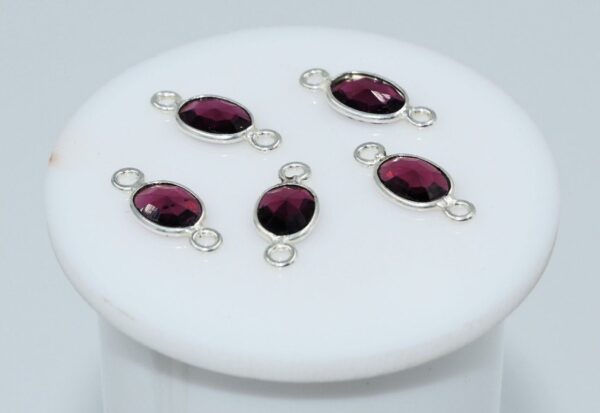 Garnet Oval Shape Rose Cuts Connector 6x8 MM, Gemstone Rose Cuts Connector, 925 Silver Connector For Jewelry Making, Bezel For Gift 10 Pc