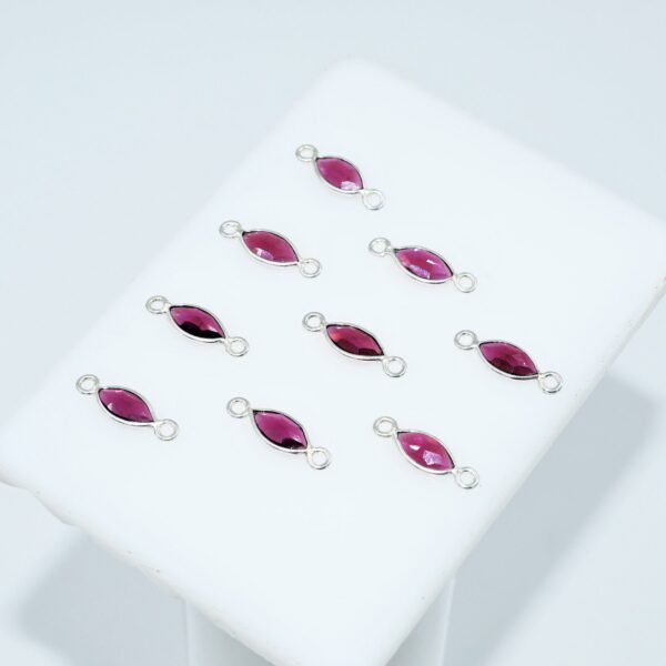 Garnet Marquise Rose Cuts Connector 4x8 MM, Garnet Gemstone Connector, 925 Sterling Silver Connectors For Jewelry Making, For Gift 10 Pc