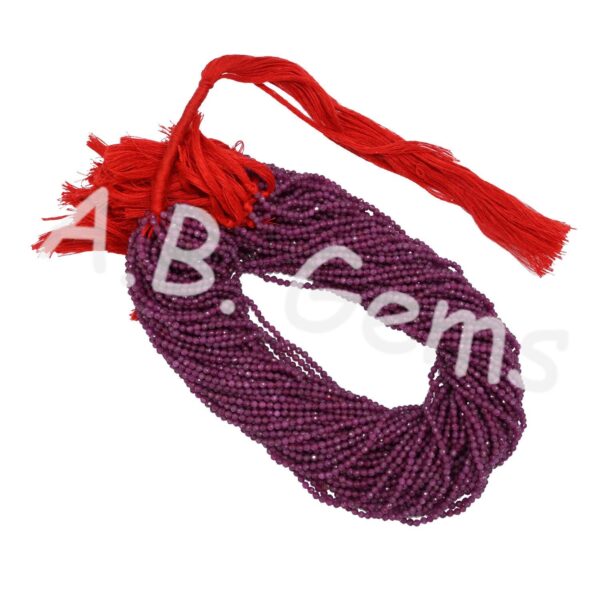 Ruby Round Shape Beads 2.5 MM, Natural Ruby Faceted Beads, Ruby Micro Facet Beads For Jewelry making And Gift 13" - Image 2
