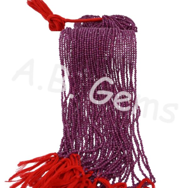 Ruby Round Shape Beads 2.5 MM, Natural Ruby Faceted Beads, Ruby Micro Facet Beads For Jewelry making And Gift 13" - Image 3