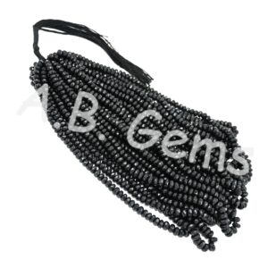 Black Spinel Faceted Beads 5-7 MM, Gemstone Round Shape Beads, Black Spinel Beads For Gift And Jewelry Making 10"