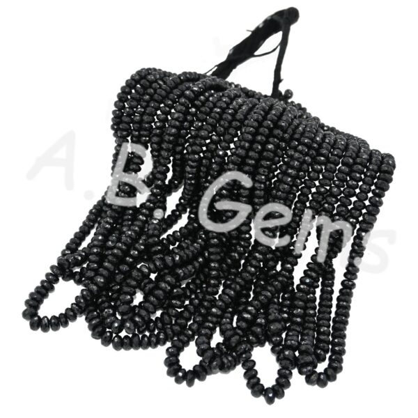 Black Spinel Faceted Beads 5-7 MM, Gemstone Round Shape Beads, Black Spinel Beads For Gift And Jewelry Making 10" - Image 2