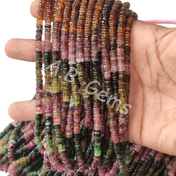 Tourmaline Round Heishi Beads 5-6 MM, Tourmaline Wheel Shape Beads, Gemstone Heishi Beads For Jewelry Making, Tourmaline Beads For Gift 16"