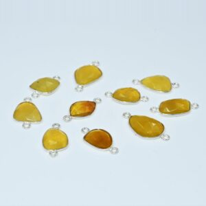 Yellow Opal Rose Cuts Connector, Gemstone Rose Cuts Connector 10x11.5-11.5x14.5 MM, 925 Sterling Silver Connector For Jewelry Making 10 Pc