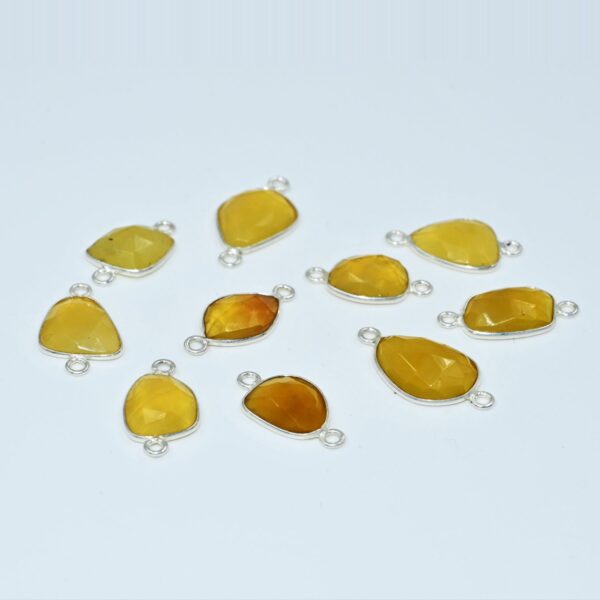 Yellow Opal Rose Cuts Connector, Gemstone Rose Cuts Connector 10x11.5-11.5x14.5 MM, 925 Sterling Silver Connector For Jewelry Making 10 Pc