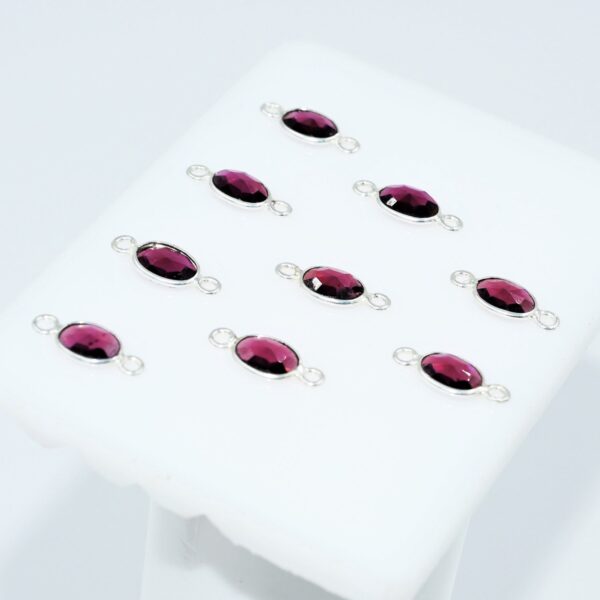 Garnet Oval Shape Rose Cuts Connector 6x8 MM, Gemstone Rose Cuts Connector, 925 Silver Connector For Jewelry Making, Bezel For Gift 10 Pc - Image 4