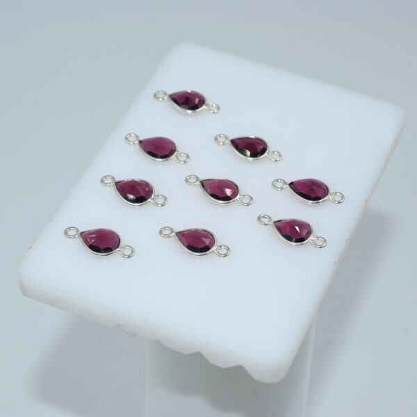 Garnet Pear Shape Rose Cuts Connector 6x8 MM, Gemstone Loose Rose Cut Stone Connector, 925 Silver Connector For Jewelry Making, Gift 10 Pc - Image 2
