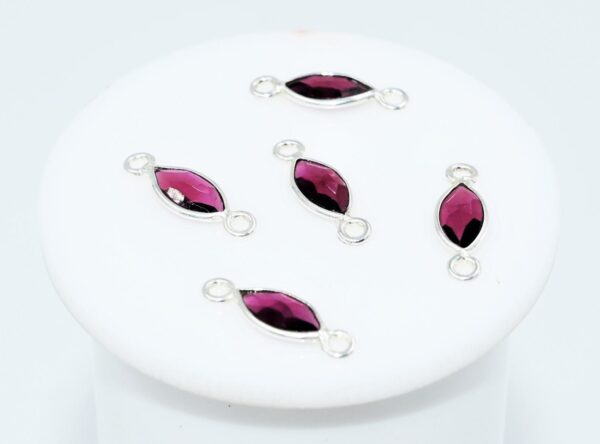 Garnet Marquise Rose Cuts Connector 4x8 MM, Garnet Gemstone Connector, 925 Sterling Silver Connectors For Jewelry Making, For Gift 10 Pc - Image 2