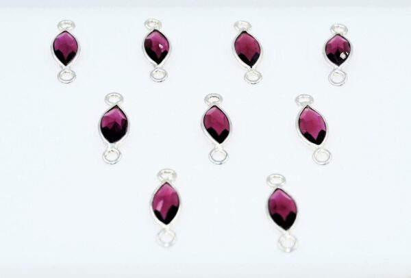 Garnet Marquise Rose Cuts Connector 4x8 MM, Garnet Gemstone Connector, 925 Sterling Silver Connectors For Jewelry Making, For Gift 10 Pc - Image 3