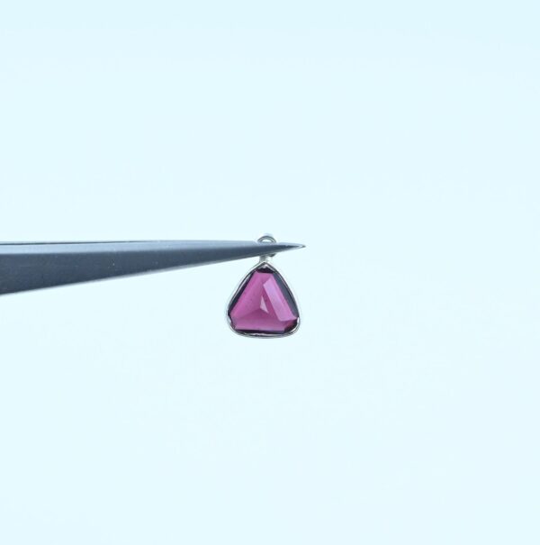 Garnet Trillion Shape Cuts Bezel 8 MM, Garnet Gemstone Pendant With 925 Sterling Silver, Garnet handmade Jewelry For Gift 4 Pc