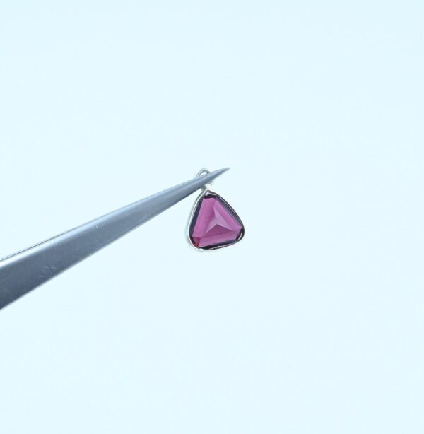 Garnet Trillion Shape Cuts Bezel 8 MM, Garnet Gemstone Pendant With 925 Sterling Silver, Garnet handmade Jewelry For Gift 4 Pc - Image 2