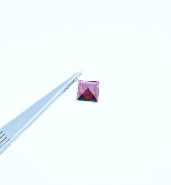 Garnet Square Shape Cuts Pendant 8 MM, Garnet Gemstone Cut Bezel With 925 Sterling Silver, Garnet Jewelry For Gift, January Birth 2 Pc - Image 2