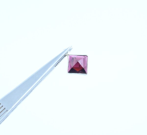 Garnet Square Shape Cuts Pendant 8 MM, Garnet Gemstone Cut Bezel With 925 Sterling Silver, Garnet Jewelry For Gift, January Birth 2 Pc - Image 3
