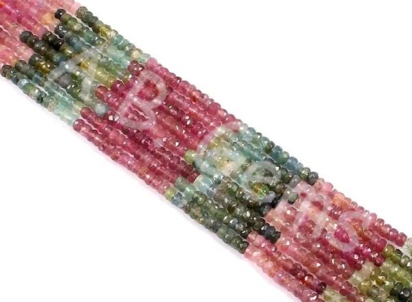 Tourmaline Round Beads 4 MM, Multi Tourmaline Faceted Beads, Gemstone Beads For Jewelry Making, Tourmaline For Gift 13" - Image 3