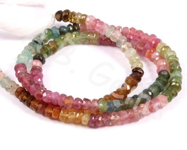 Tourmaline Round Beads 4 MM, Multi Tourmaline Faceted Beads, Gemstone Beads For Jewelry Making, Tourmaline For Gift 13" - Image 2
