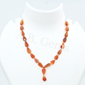 Carnelian Carving Leaf Beads Necklace, Gemstone Jewelry For Gift, Amazing Carving Beaded Jewelry 8x13-10x18 MM, Fashionable Jewelry 18"