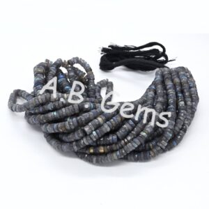 Labradorite Faceted Heishi Beads 5-7 MM, Gemstone Round Beads, Labradorite Tyre Shape Beads For Jewelry Making, Beads For Gift 8"