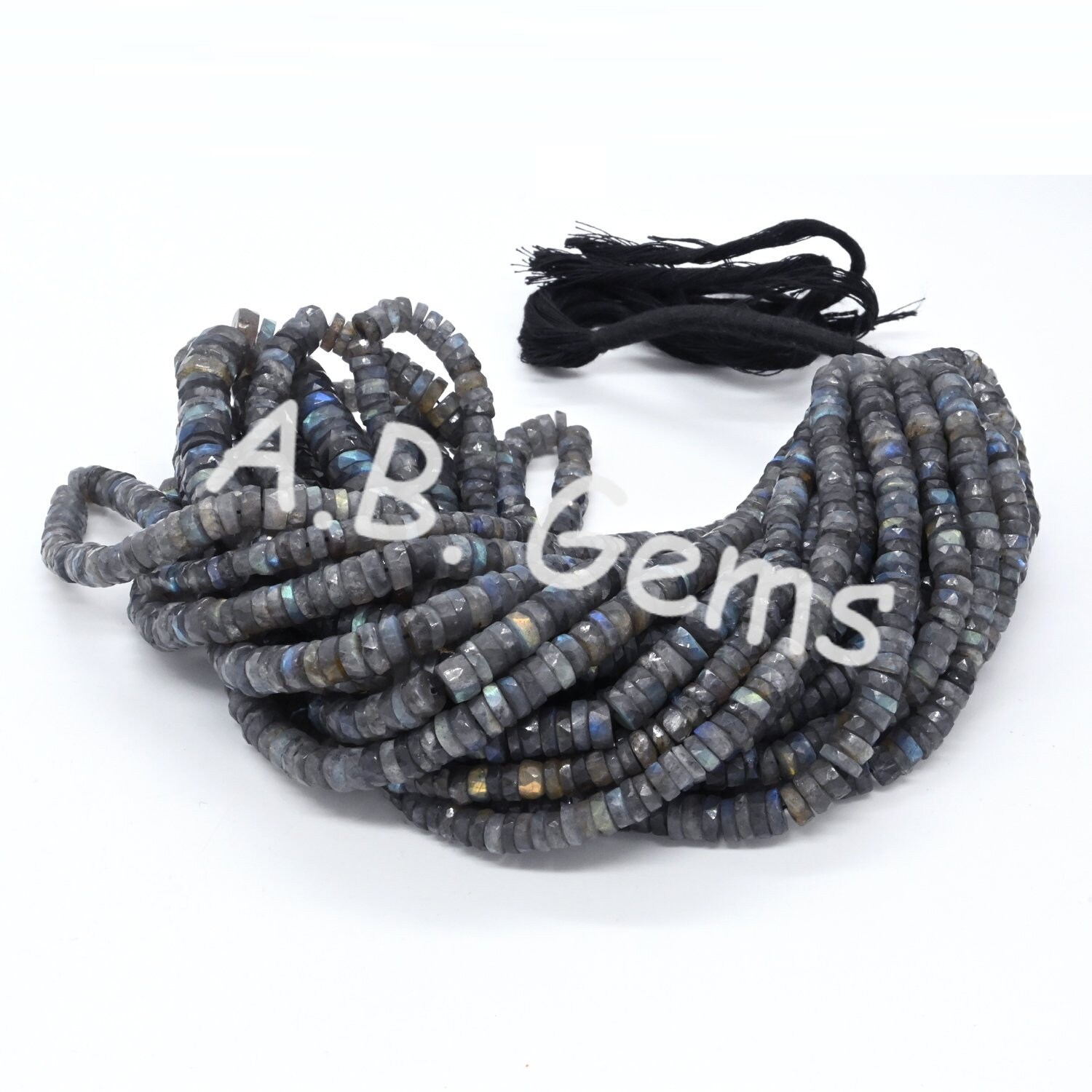 Labradorite Faceted Heishi Beads 5-7 MM, Gemstone Round Beads, Labradorite Tyre Shape Beads For Jewelry Making, Beads For Gift 8"