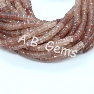 Pink Strawberry Quartz Round Heishi Beads, Pink Quartz Faceted Beads 6-6.5 MM, Gemstone Tyre Shape Beads For Jewelry Making And For Gift 16"