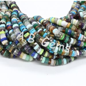 Mix Gemstone Round Heishi Beads 5-6 MM, Gemstone Disco Faceted Beads, Multi Gemstone Heishi Beads For Jewelry Making And For Gift 16"