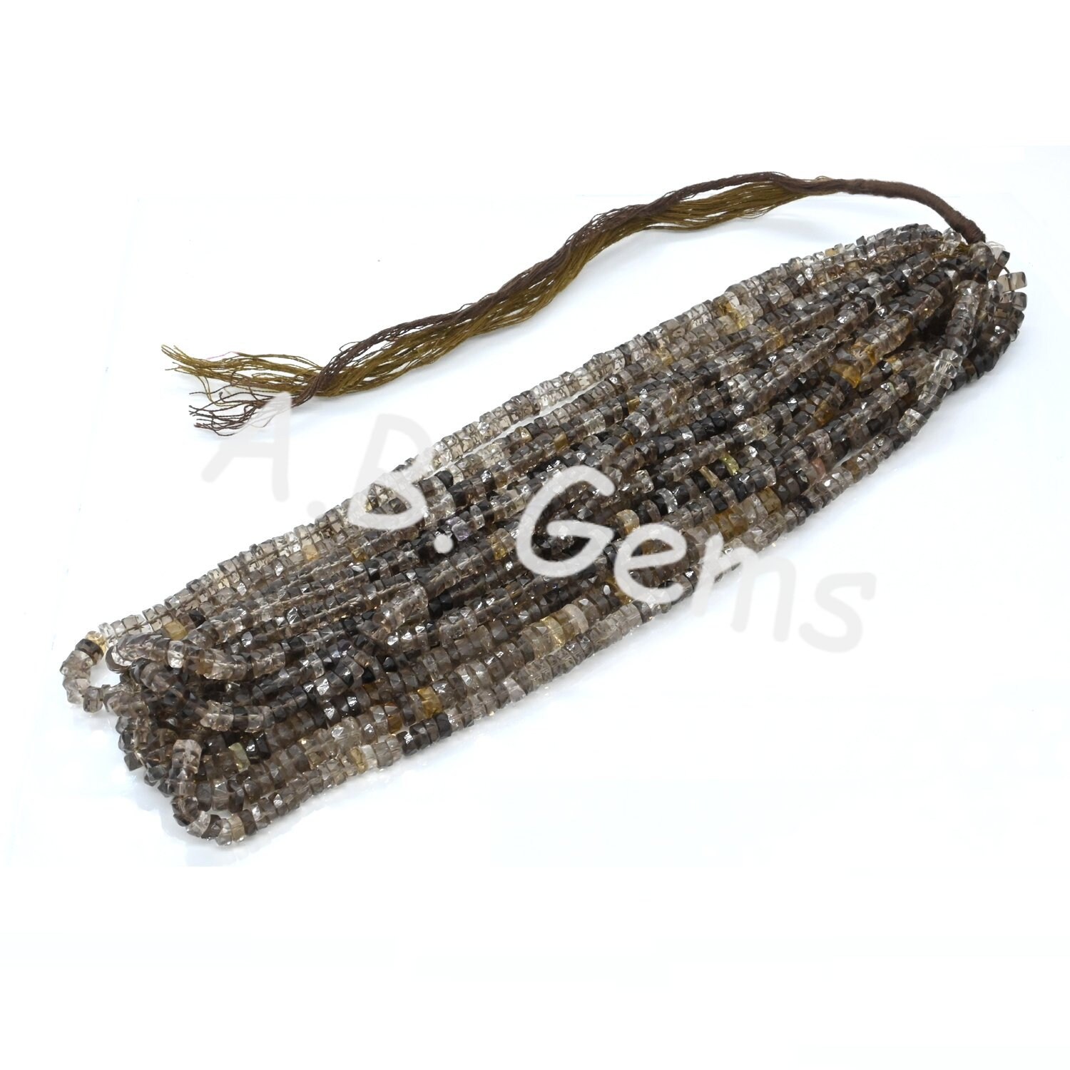 Smokey Quartz Faceted Heishi Beads 5-6 MM, Gemstone Quartz Tyre Shape Beads, Amazing Smokey Beads For Jewelry Making And For Gift 8" - Image 2