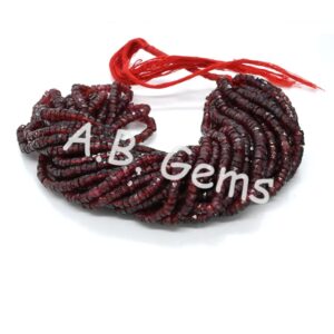 Garnet Round Heishi Beads, Mozambique Garnet Tyre Shape Beads 4-5 MM, Gemstone Faceted Beads For Gift And For Jewelry Making 16"