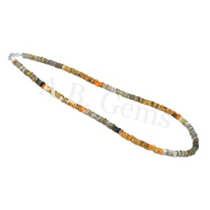 Bumblebee Round Heishi Beads Necklace, Gemstone Beaded Necklace 5-5.5 MM, Bumblebee Necklace For Gift, Gemstone Jewelry With 925 Silver 18"