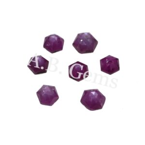 Ruby Hexagun Rose Cuts 6-7 MM, Natural Gemstone Rose Cuts, Ruby Star Slice Rose Cuts For Gift, Amazing Silk Ruby Rose Cuts 8 Pc