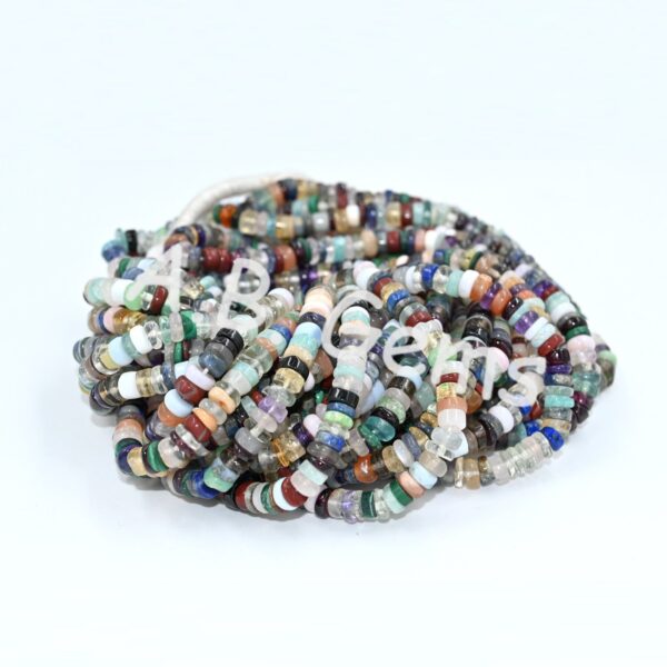 Mix Gemstone Round Heishi Beads, Gemstone Disco Heishi Beads 5-6 MM, Beads For Jewelry, Gemstone Beads For Gift 8" - Image 2