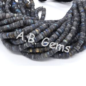 Labradorite Round Heishi Beads 5-7 MM, Gemstone Faceted Heishi Beads, Labradorite Tyre Shape Beads For Jewelry Making, Beads For Gift 16"