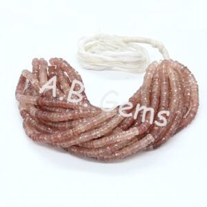 Pink Strawberry Quartz Faceted Heishi Beads 6-6.5 MM, Pink Quartz Round Beads, Gemstone Tyre Shape Beads For Jewelry Making And For Gift 8"