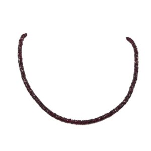 Garnet Round Heishi Beads Necklace 5-6 MM, Gemstone Faceted Beads, Garnet Beaded Jewelry For Gift, Fine Necklace With 925 Silver 18"
