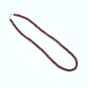 Garnet Faceted Heishi Beads Necklace 4.5-5mm, Gemstone Round Beads, 925 Silver Fine Jewelry, 18-Inch Necklace, Gift for Her Handmade Jewelry