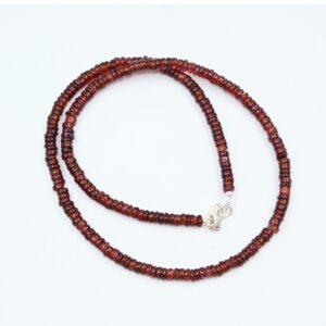 Garnet Round Heishi Beads Necklace 4 MM, Gemstone Tyre Shape Beads Necklace, Garnet Necklace With 925 Silver Claw, Fine Jewelry For Gift 18"