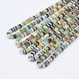 Trending Mix Gemstone Heishi Beads 5mm, Disco Square Shape Loose Beads for Jewelry Making, Handcrafted Beads, Stone Beads For Designers 16"