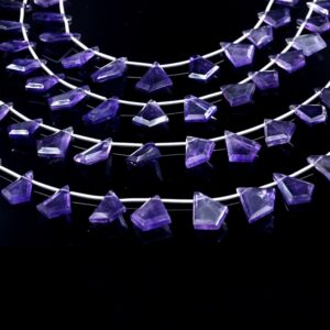 Wholesale Amethyst Crown Shape Beads - Faceted Loose Gemstones, Side Drilled with Tassels, 9x13-11x17mm, 8-inch Strand for Jewelry Making