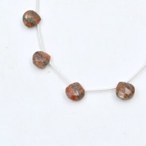 12 MM Heart Shape Unakite Jasper Beads | Gemstone Faceted Briolette | Healing Crystal | Beads For Jewelry | Handcrafted Beads | Gift 6"