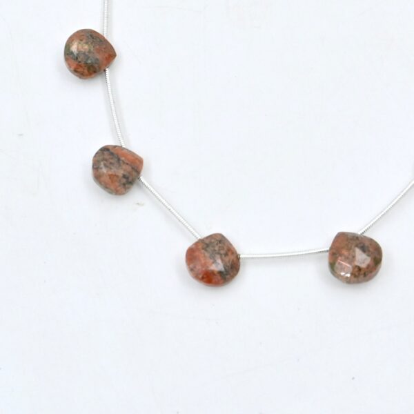 12 MM Heart Shape Unakite Jasper Beads | Gemstone Faceted Briolette | Healing Crystal | Beads For Jewelry | Handcrafted Beads | Gift 6"
