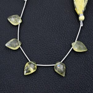 6 Inches Lemons Quartz Tie Shape Faceted Beads | Gemstone Art | Handmade Boho Beads | Healing Crystal Beads For Making Jewelry 11x16 MM