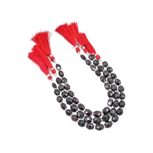 Faceted Garnet Oval Beads | Loose Gemstone Beads for Crafting & Jewelry | Natural Red Garnet Beads 7x8-7.5x9mm 8"