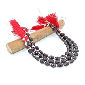 Garnet Oval Shape Faceted Beads, 8" Loose Beads For Jewelry Making, Gemstone Art, Handmade Things, Stone Sculpture Beads 7.5x10-8.5x10 MM