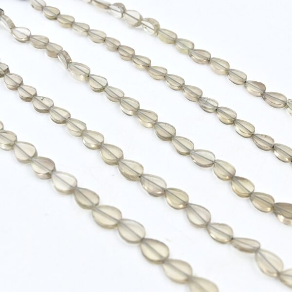 8 Inches Smokey Quartz Pear Shape Flat Beads, Healing Crystal Sculpture Beads, Gemstone Art Display, Quartz Loose Beads 5.5x8.5-7x10 MM - Image 2