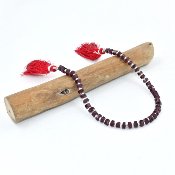 Garnet Hexagon Shape Beads | Natural Stone Bolts | Gemstone Art | Garnet Loose Beads | Handcrafted Sculpture Boho Beads | For Gift 4.5 MM 8"