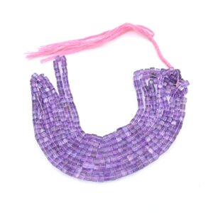 Amethyst Box Shape Beads, Gemstone Art, Natural Stone Sculpture Boho Beads, Beads For Display, Handmade Beads For Gift 4.5-6 MM 16"