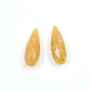Yellow Aquamarine Faceted Drops 9x25 MM, Natural Gemstone, Aquamarine Crafting, Handcrafted Stones, Loose Gemstone, Opaque gems Stones 2 Pc