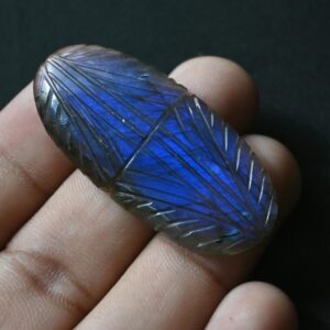Natural Labradorite Carving Stone 20x45 MM | Unique Gemstone for Wire Wrapping & Crafts | Loose Gemstone For Making Jewelry | Oval Shape 1Pc