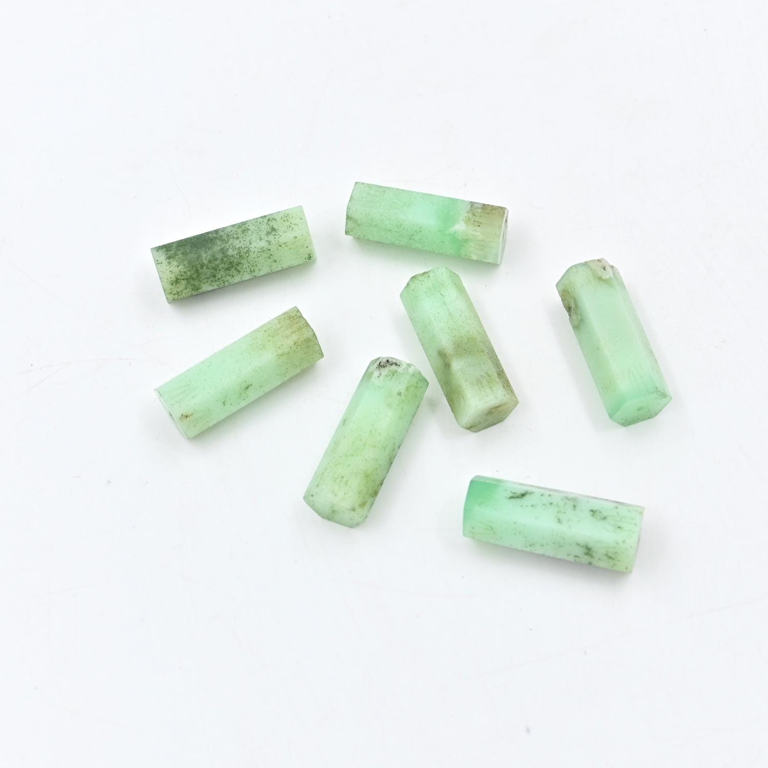 Chrysoprase Cylinder 9x25 MM, Tower & Pencil Loose Stones, Natural Gemstone, Stone For Crafters And Designers, Handmade Stones For Gift 5 Pc
