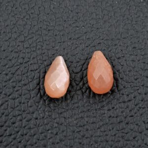 Orange Moonstone Faceted Loose Drops | Natural Gemstone Beads for Jewelry Making | Boho Craft Supplies For Crafters & Jewelry Designer 4 Pc
