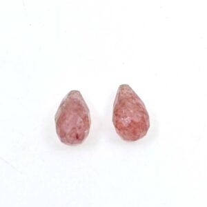 Natural Strawberry Quartz Faceted Drops 7x12 MM - Stunning Gemstone Beads for Crafting - Natural Gemstone For Crafters And Designer 4 Pc