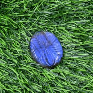 Labradorite Oval Carving Stone 29x38 MM | Handcrafted Gemstone Decor | Healing Crystal for Home & Jewelry | Loose Stones For Crafters 1 Pc